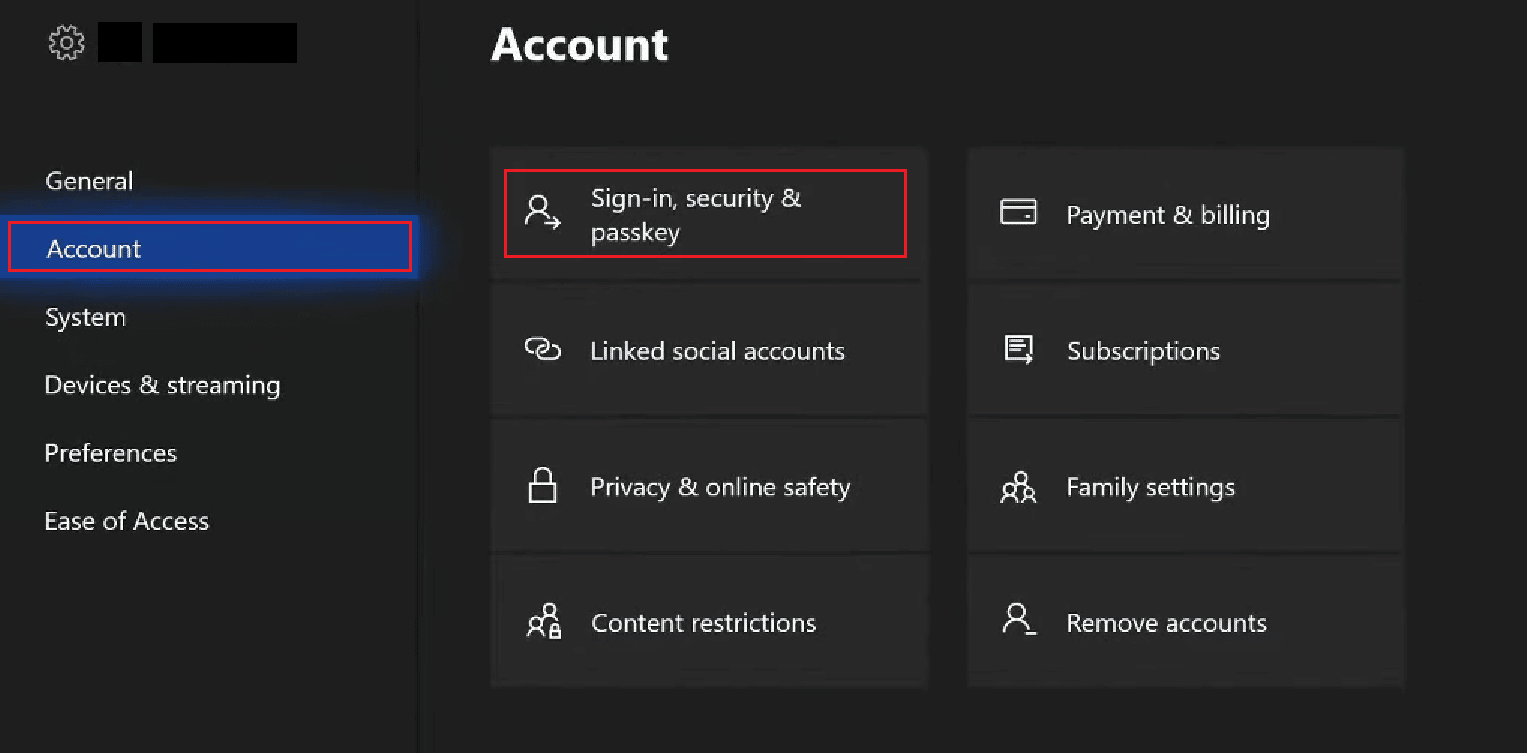 wybierz zakładkę Konto - Logowanie, bezpieczeństwo i hasło | Jak odzyskać stare konto Xbox One?