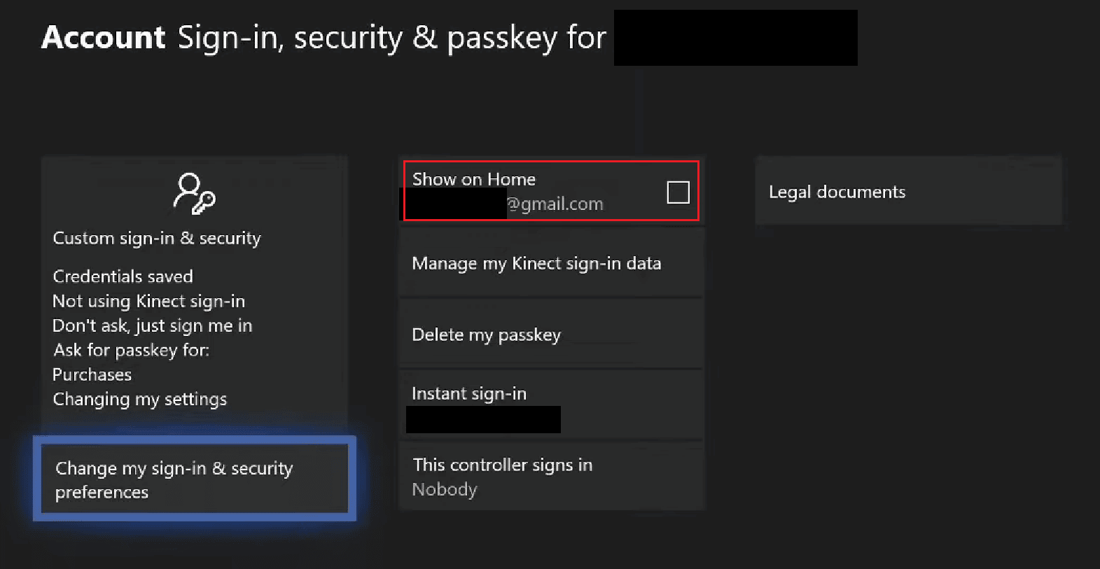 Twój adres e-mail można znaleźć w sekcji Pokaż na stronie głównej w środkowej części ekranu | ponownie połącz się z usługą Xbox Live