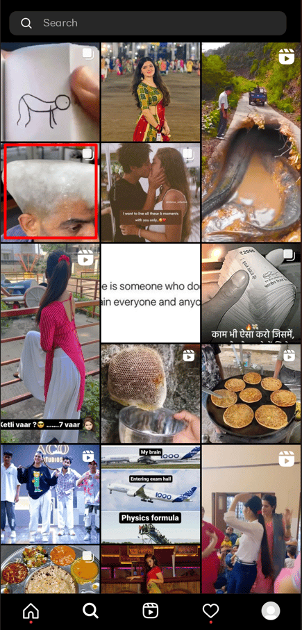 нажмите на нужный пост | удалить предиктивный поиск в Instagram