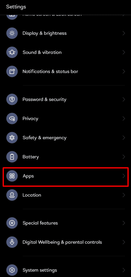 Запустите приложение под названием Apps.