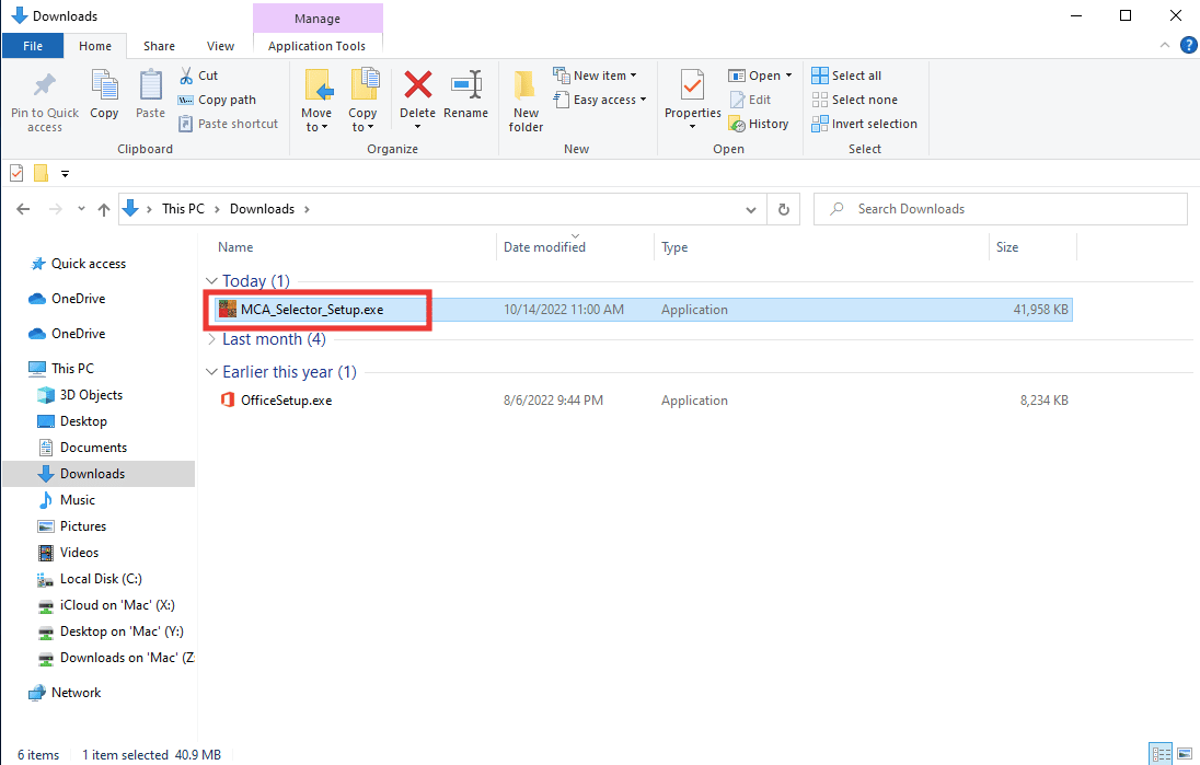 MCA Selector Setup.exe dosyasına çift tıklayın