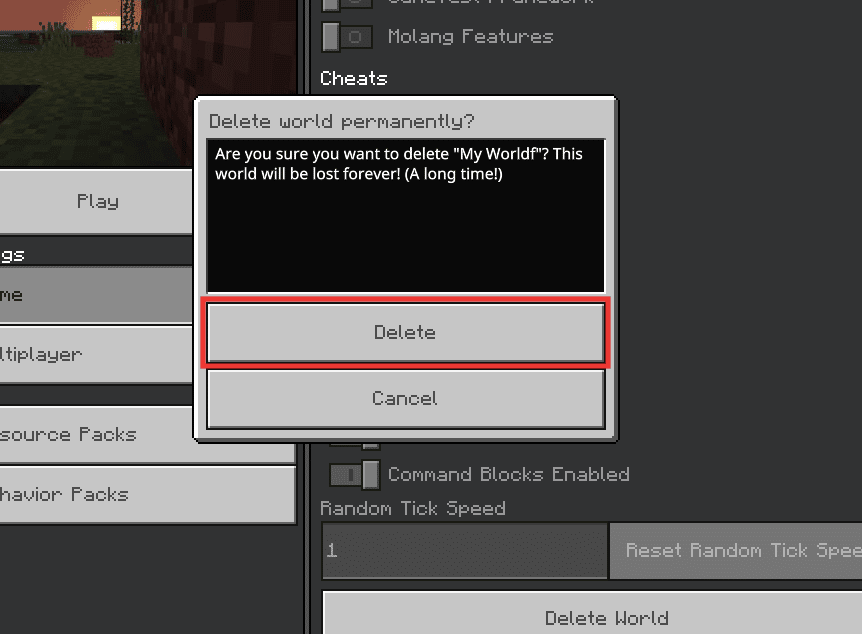 Sil'e tıklayın. Minecraft'ta Chunk Hatalarını Nasıl Düzeltirsiniz?