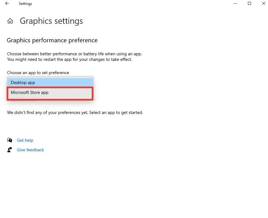 Tercihi ayarlamak için bir uygulama seçin açılır menüsünden Microsoft Store uygulamasını seçin. Minecraft'ta Chunk Hatalarını Nasıl Düzeltirsiniz?