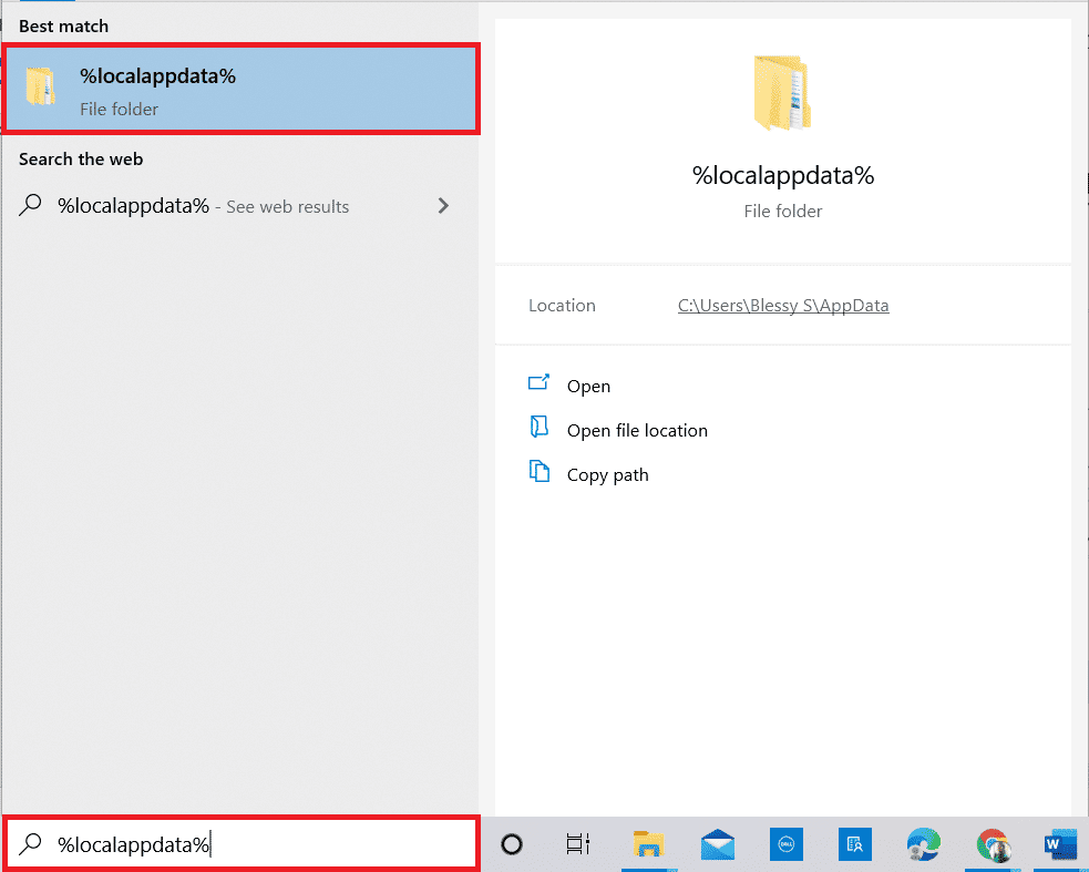 Deschideți folderul AppData Local. Remediați eroarea COD Vanguard Dev 6032 pe Windows 10