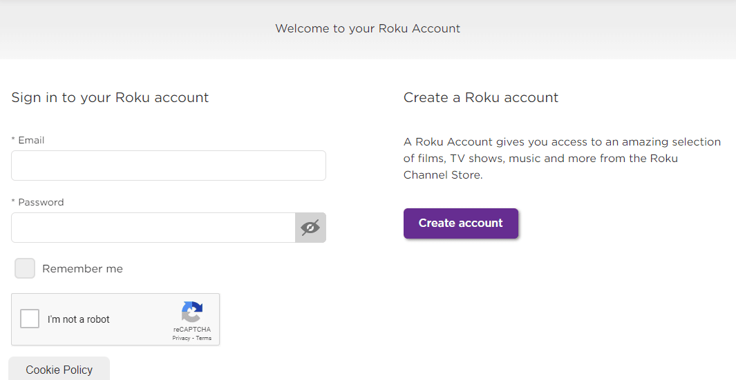Öffnen Sie die Roku-Website und melden Sie sich bei Ihrem Konto an. So erhalten Sie EPIX jetzt kostenlos testen