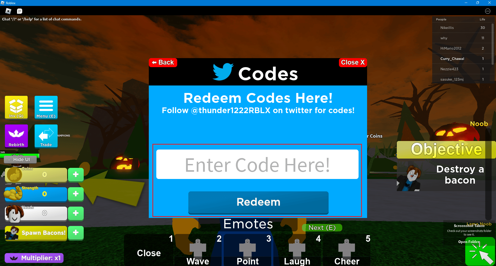 Roblox Mega Noob Simulator でコードを引き換える