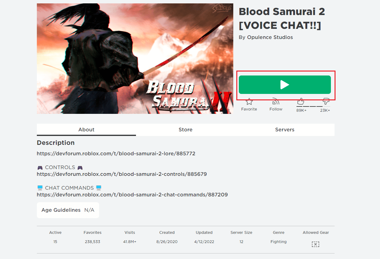 لعبة Roblox Blood Samurai 2