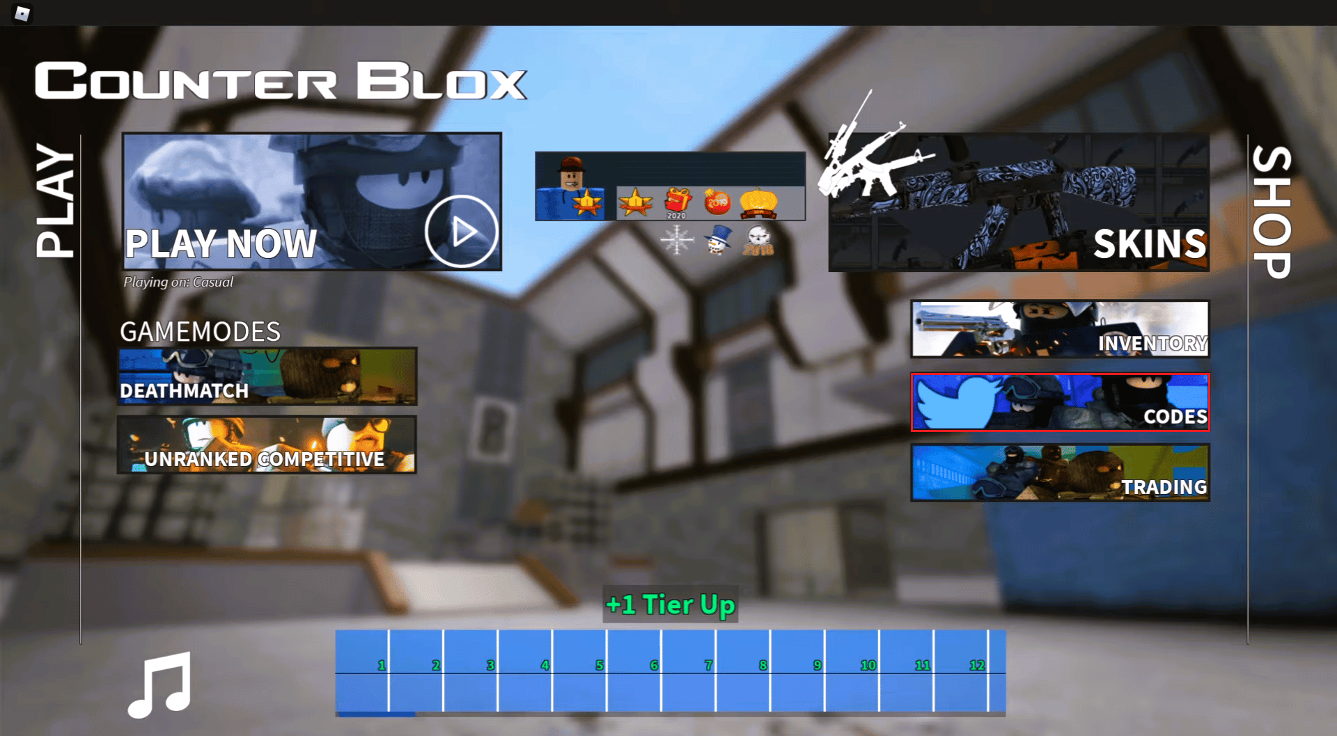 klik pada Codes i Counter Blox game roblox