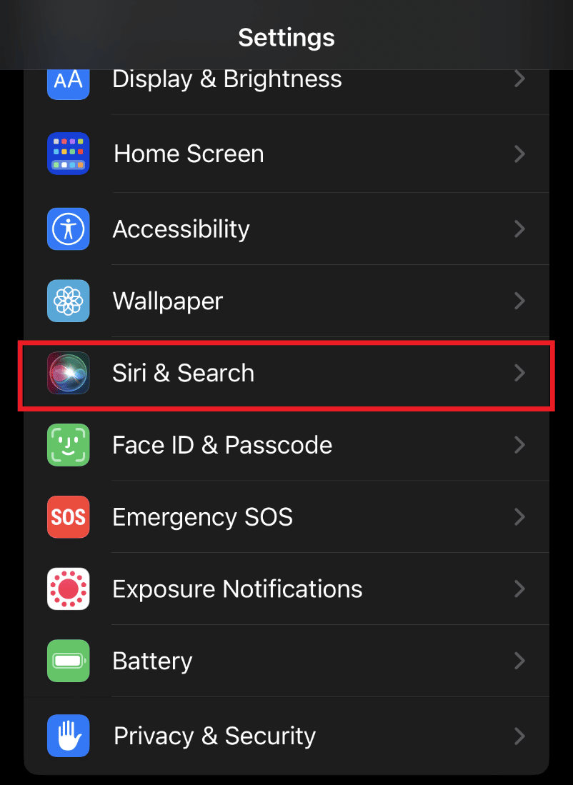 Tippen Sie auf Siri & Suchen