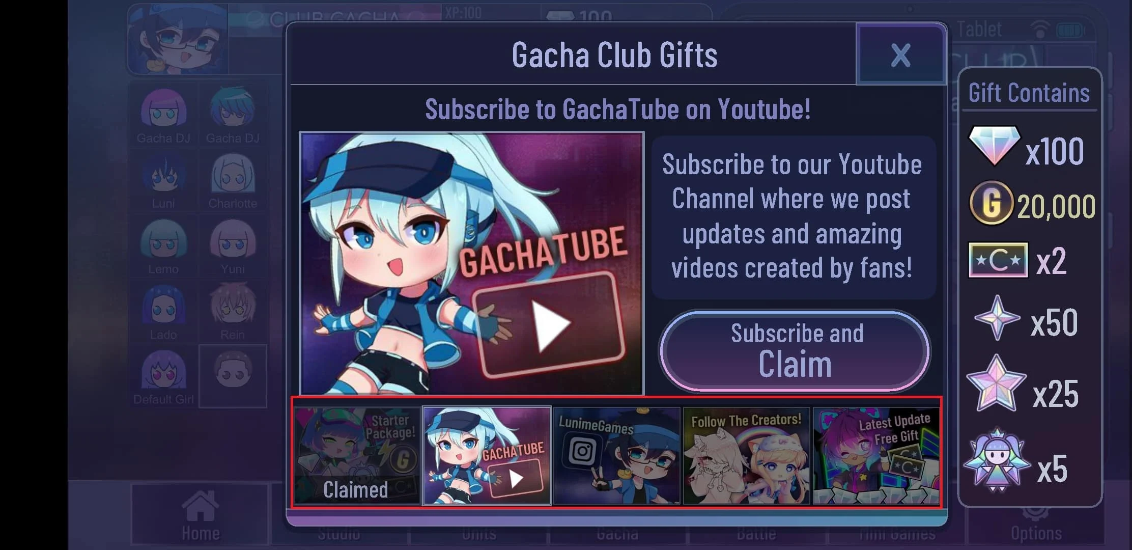 Hadiah Klub Gacha