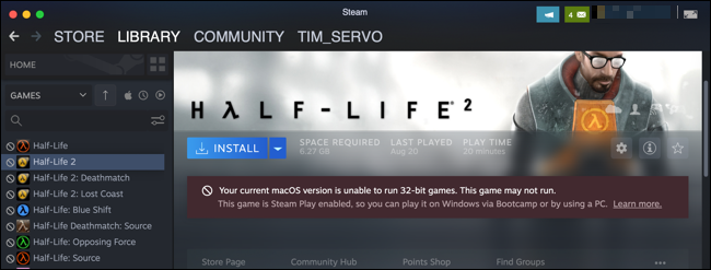 Half-Life 2 na Steam dla macOS 12 Monterey