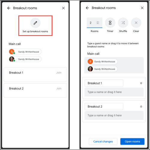 Siapkan Ruang Breakout di menu Aktivitas