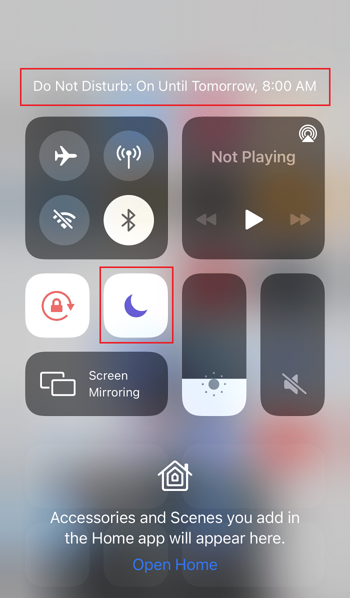 Nonaktifkan DND melalui Pusat Kontrol | ubah suara jam alarm di iPhone saya