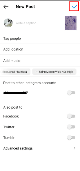 あなたの写真は今編集されています。最終的にその写真をアップロードするには、チェックマークオプションをタップしてください |他人の写真の編集を取り消す