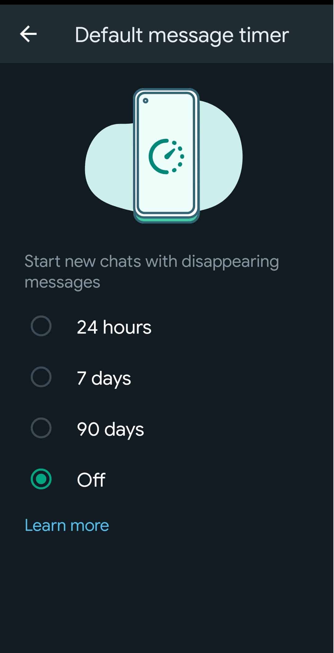 Domyślny zegar wiadomości WhatsApp