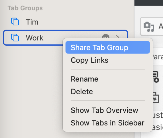 macOS 13 Ventura の Safari でタブ グループを共有する