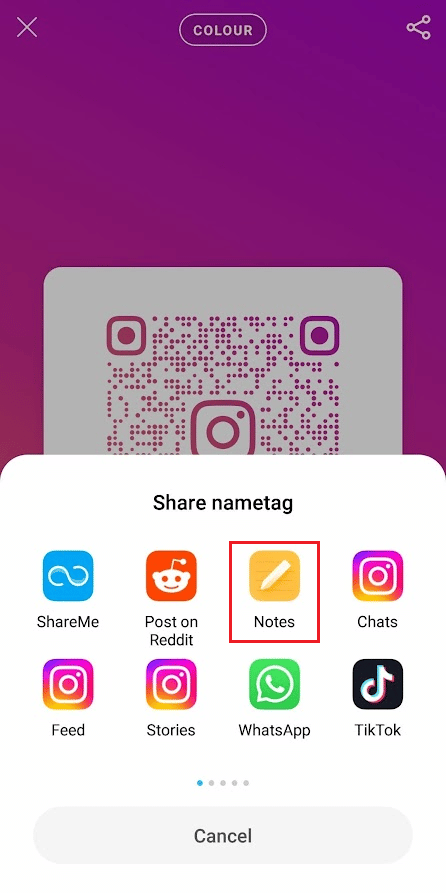 Ketuk ikon hamburger - Kode QR - Ikon Bagikan - Catatan