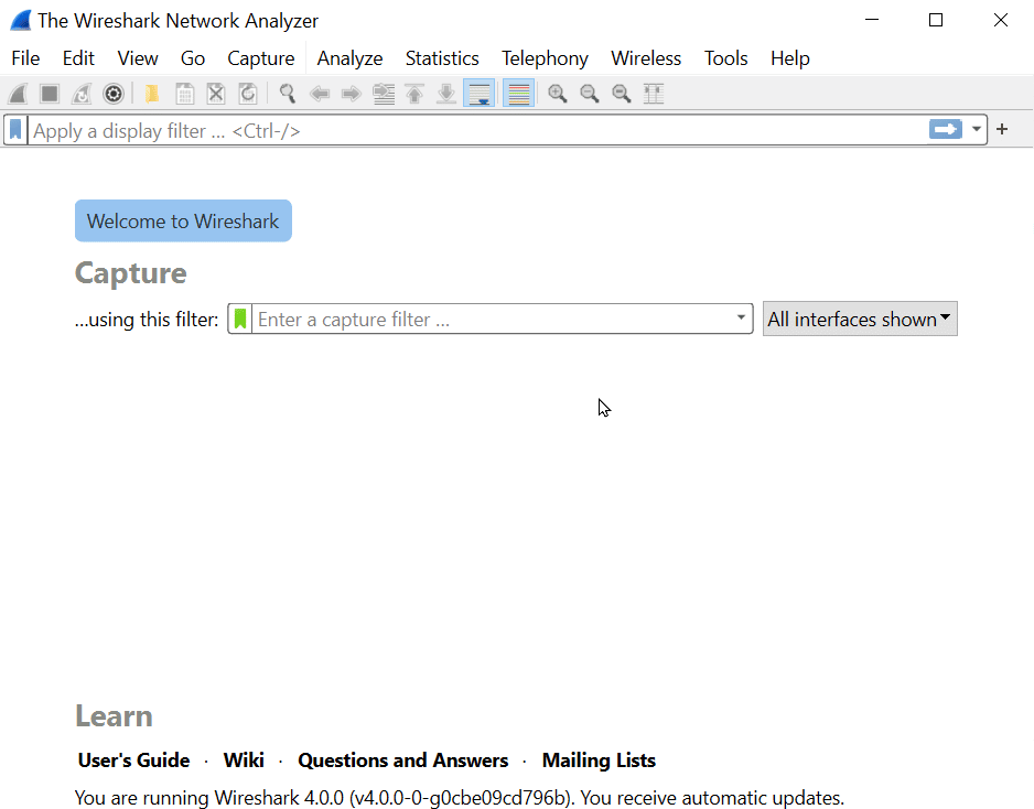 interface wireshark