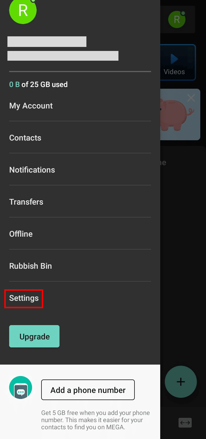 Toque na opção Configurações.