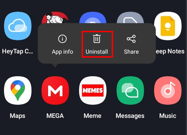Toque na opção Desinstalar.