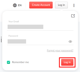 Digite seu e-mail e senha e clique em Entrar.