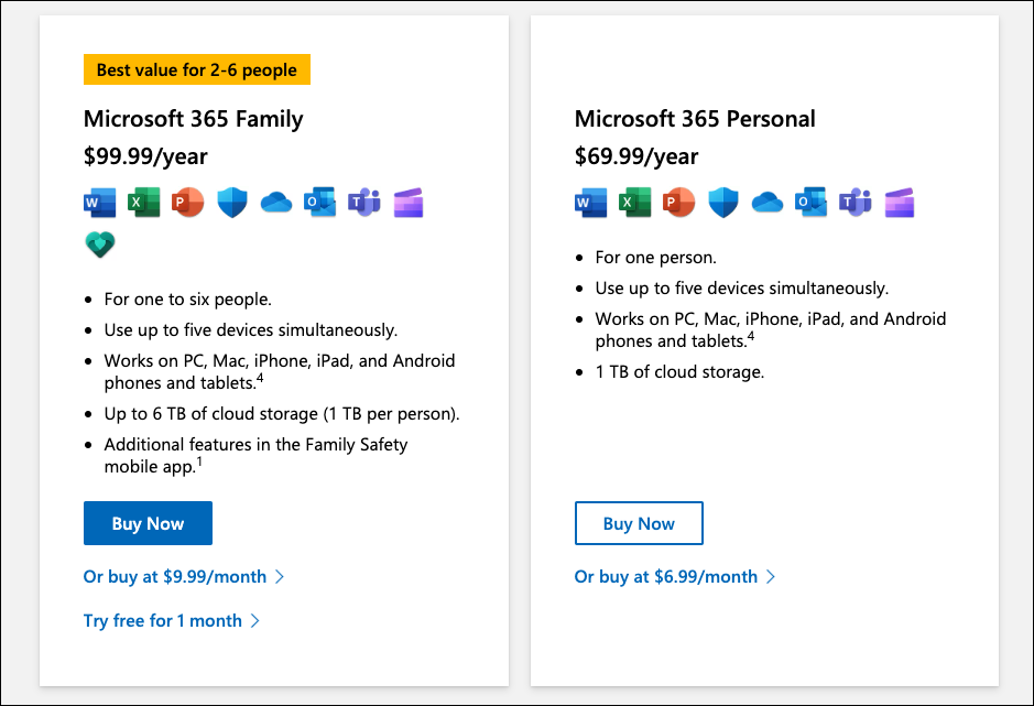Microsoft 365 Fiyatlandırma resmi