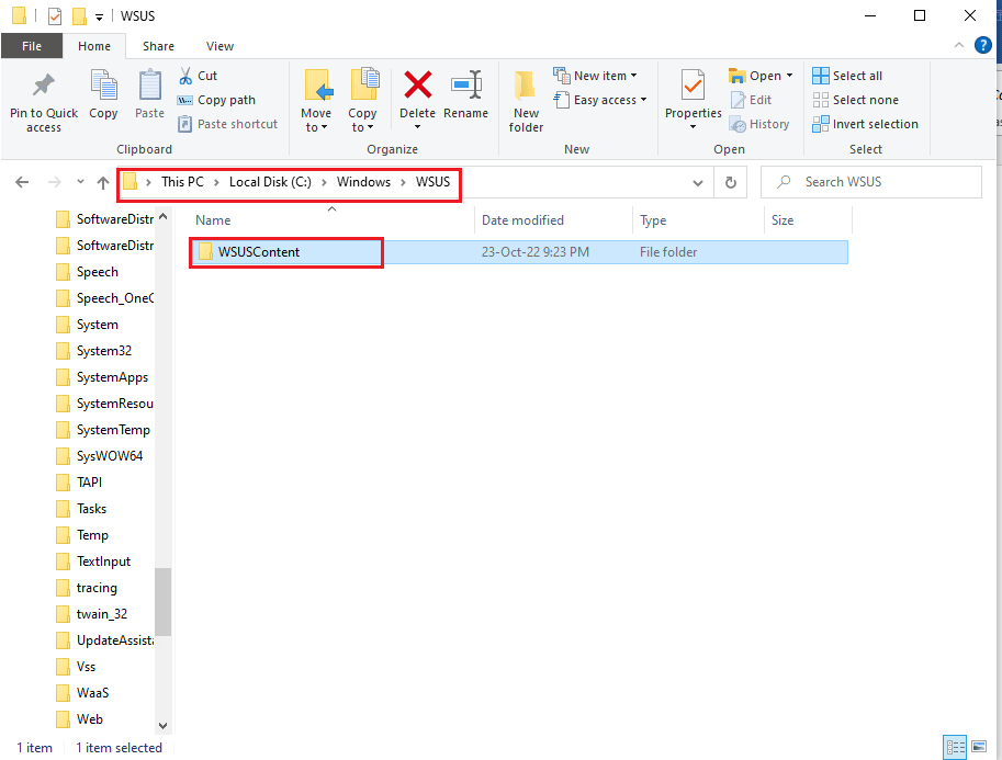 เปิด Windows Explorer และไปที่โฟลเดอร์ WSUSContent แก้ไข WSUS Administration Console ไม่สามารถเชื่อมต่อ WSUS Server ผ่าน Remote API