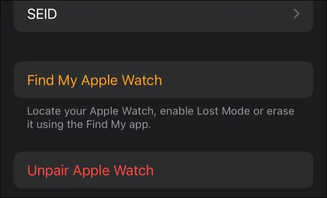 取消配对 Apple Watch