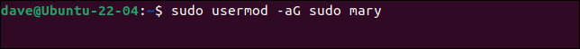 Verwenden von usermod, um den Benutzer mary zur sudo-Gruppe hinzuzufügen