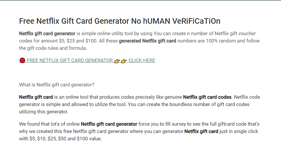 Sites Web générateurs de code. Comment obtenir un code de carte-cadeau Netflix gratuit