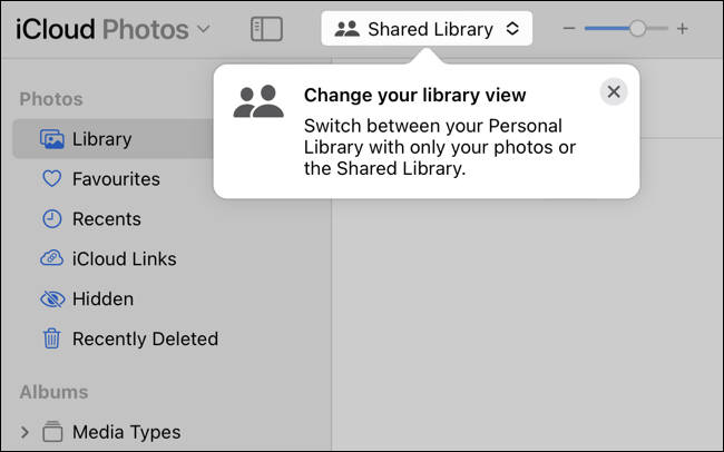 访问 iCloud.com 上的共享库
