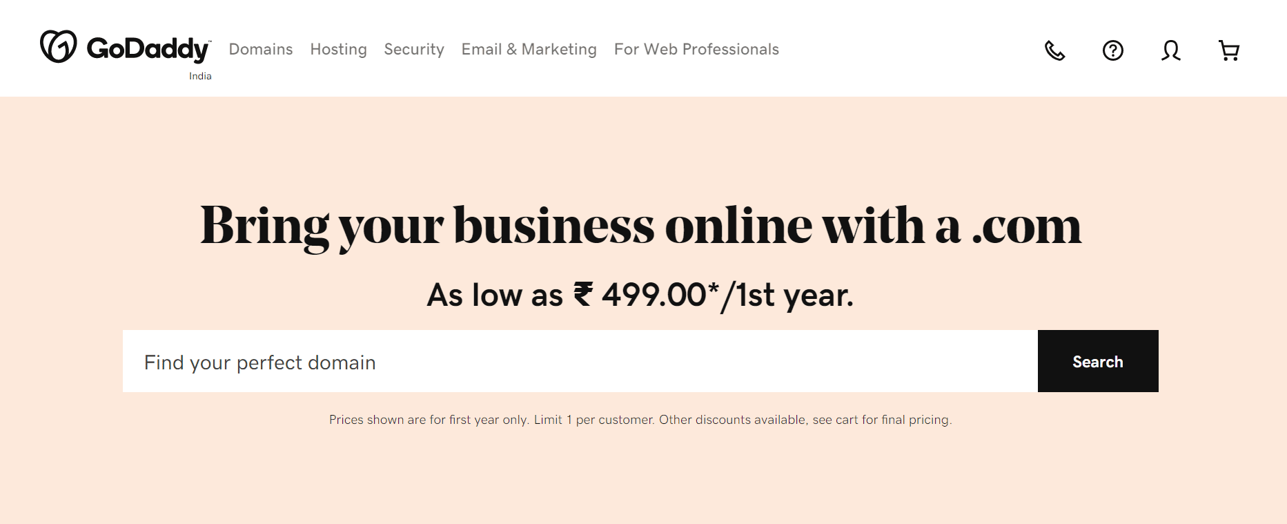 Sitio web de GODaddy