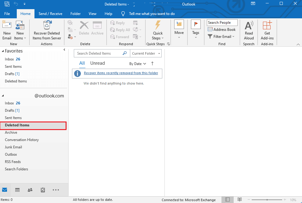 Outlook の削除済みアイテム