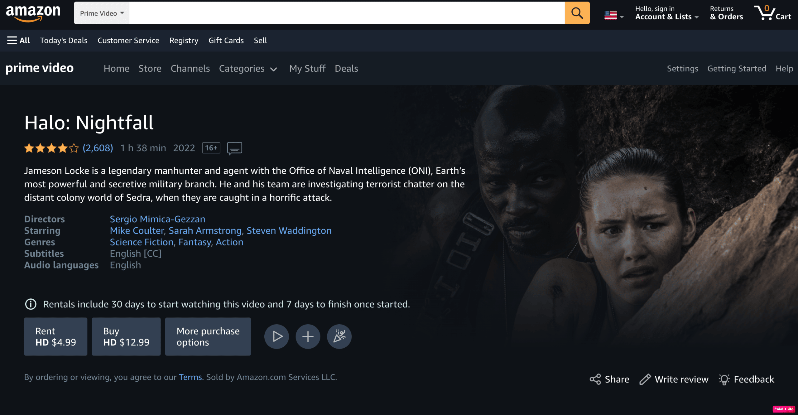 amazon prime halo akşam karanlığı satın alma sayfası