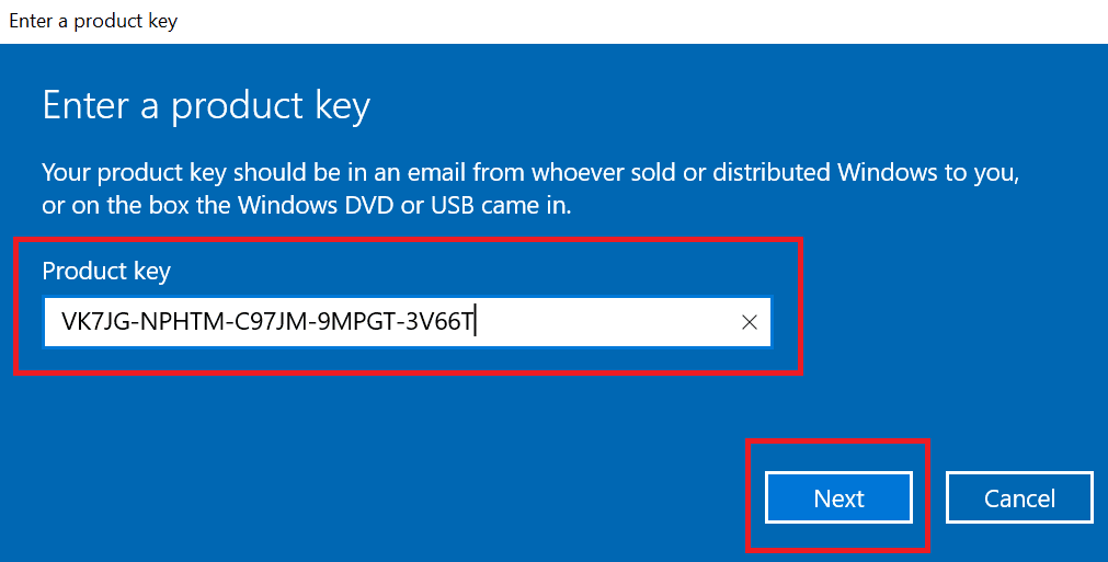 masukkan kunci produk. Perbaiki Windows Terus Meminta Kesalahan Kredensial Saya
