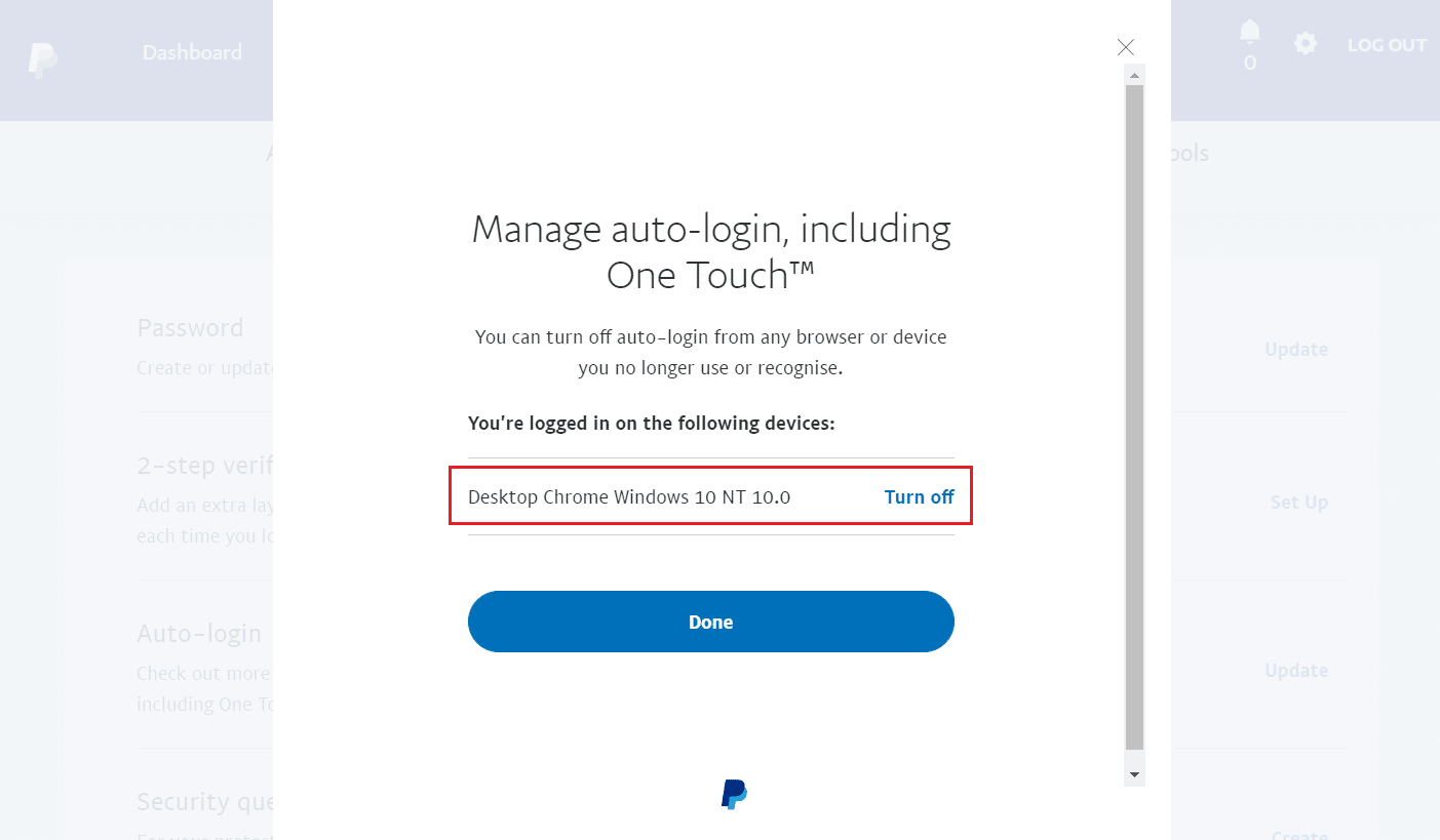 Perangkat yang masuk PayPal