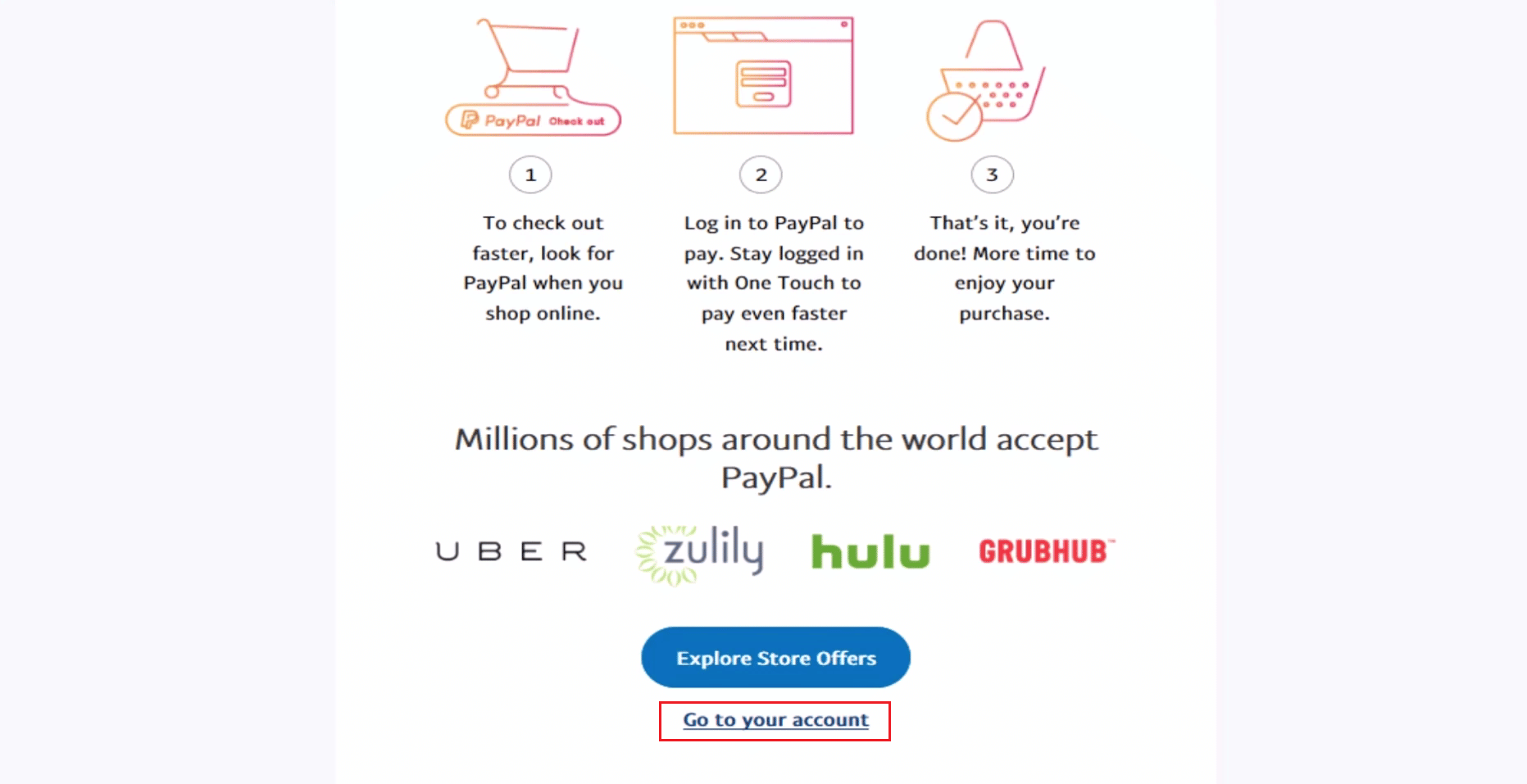 Setelah berhasil membuat akun Anda, klik Buka akun Anda untuk menavigasi ke dasbor akun Paypal yang baru Anda buat | Cara Memeriksa Aktivitas Masuk PayPal