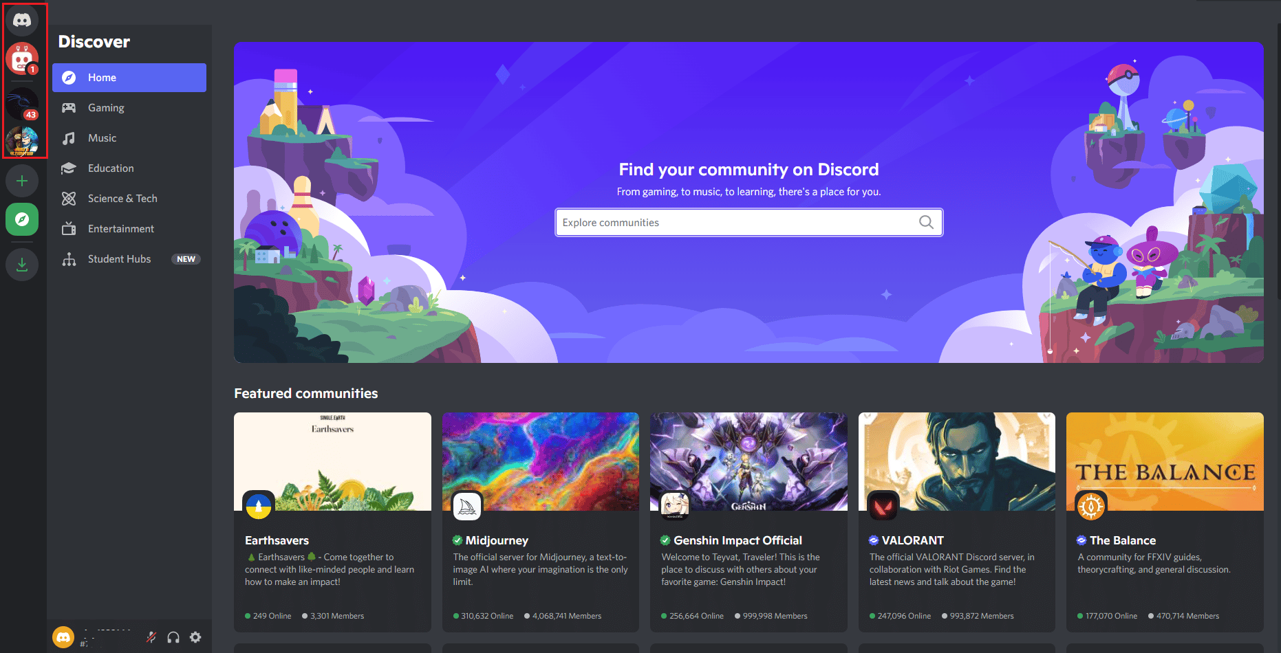 Discord サーバーを選択します。 Discordで誰かのIPを見つける方法