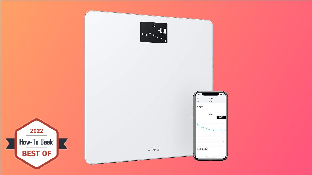 Withings Body Cale sur fond rose et orange