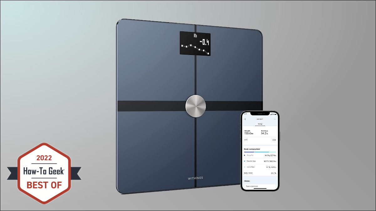 Balance Withings Body+ sur fond gris