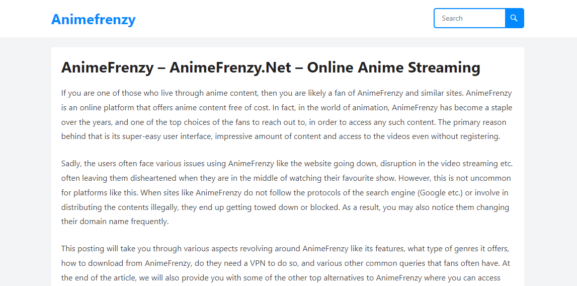 AnimeFrenzy. Cele mai bune 20 alternative de lucru la KissAnime
