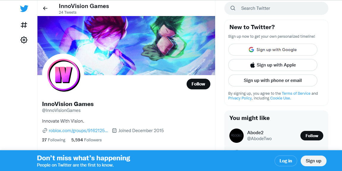 pegangan Twitter dari InnoVision Games