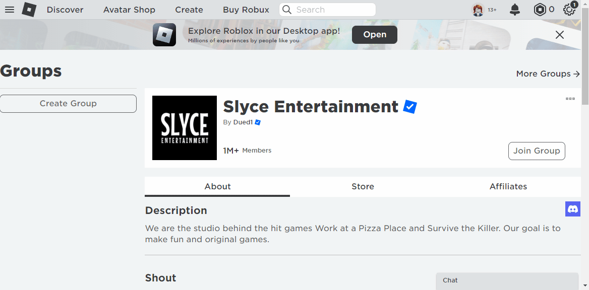 Slyce Entertainment の Roblox グループ