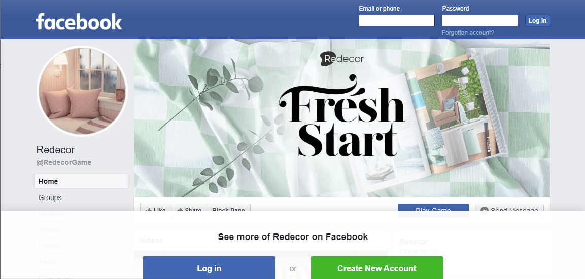 Redecor 的 Facebook 頁面