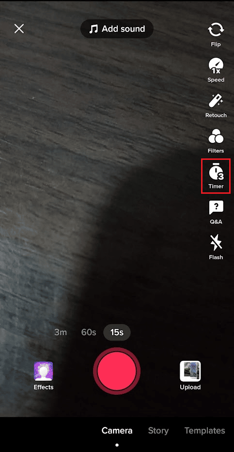 Tocca Timer dalle opzioni di modifica sul lato destro dello schermo