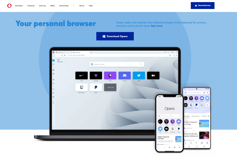 Opera Browser 공식 웹사이트