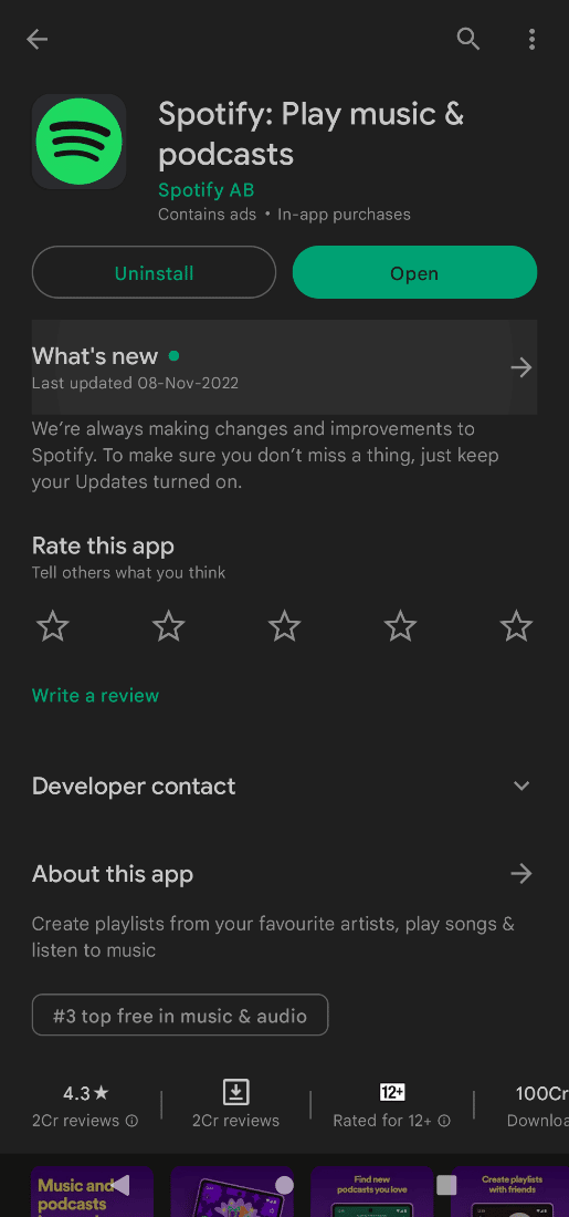google play store'da spotify'ı güncelle