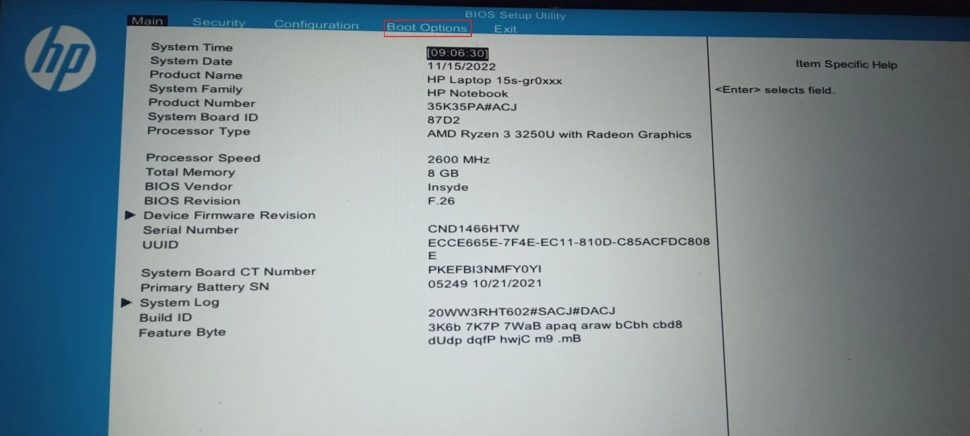 arahkan ke opsi boot