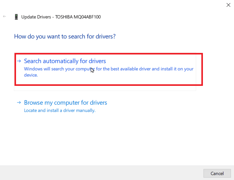 klik pencarian secara otomatis untuk driver. Cara Memperbaiki Kesalahan dalam Memformat USB Flash Drive