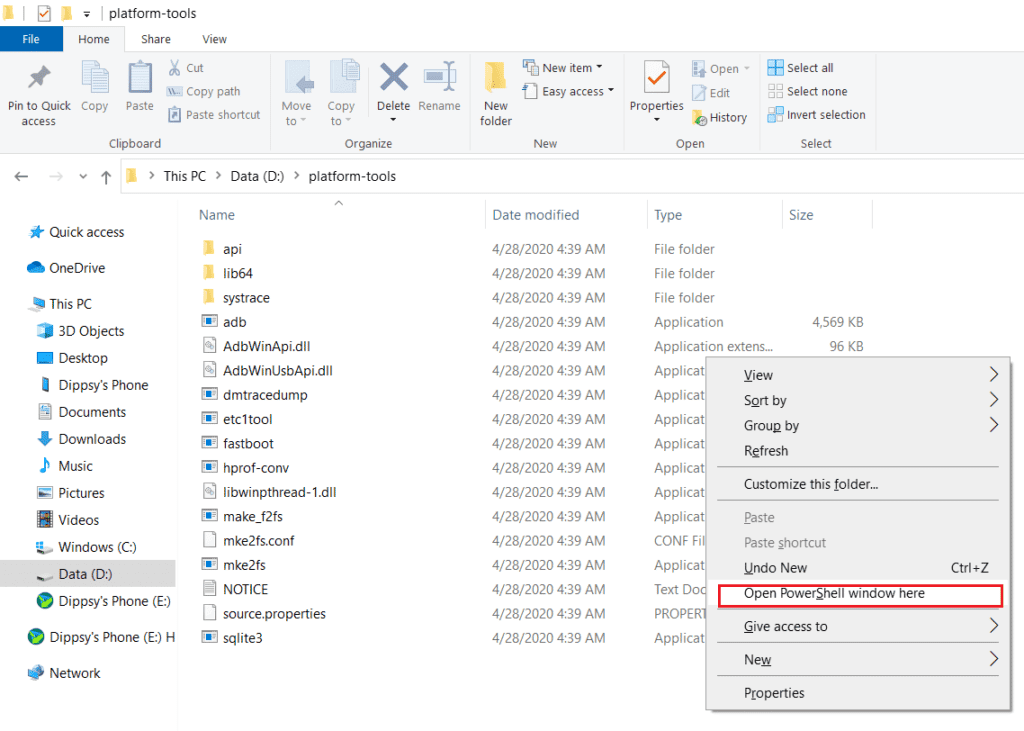 Deschideți fereastra PowerShell aici